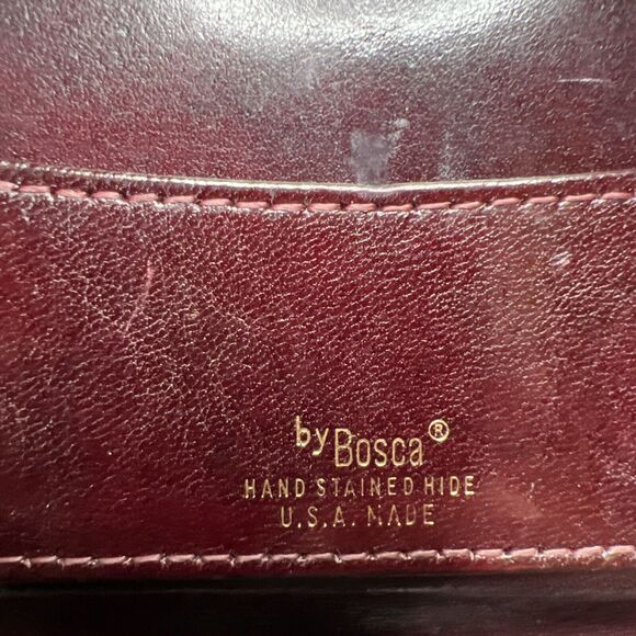 Bosca Vintage Kiss Lock Wallet Card Holder Mahogany Leather 4.5" x 4" USA - Picture 5 of 10